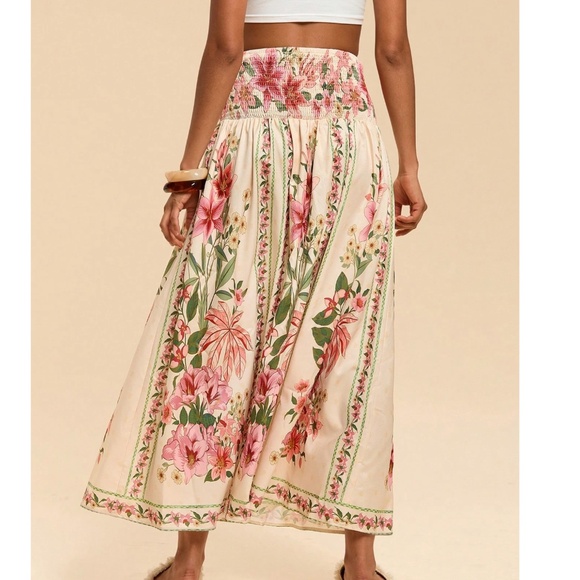 Boho Floral Tropical Print High waisted maxi Skirt - Picture 4 of 8